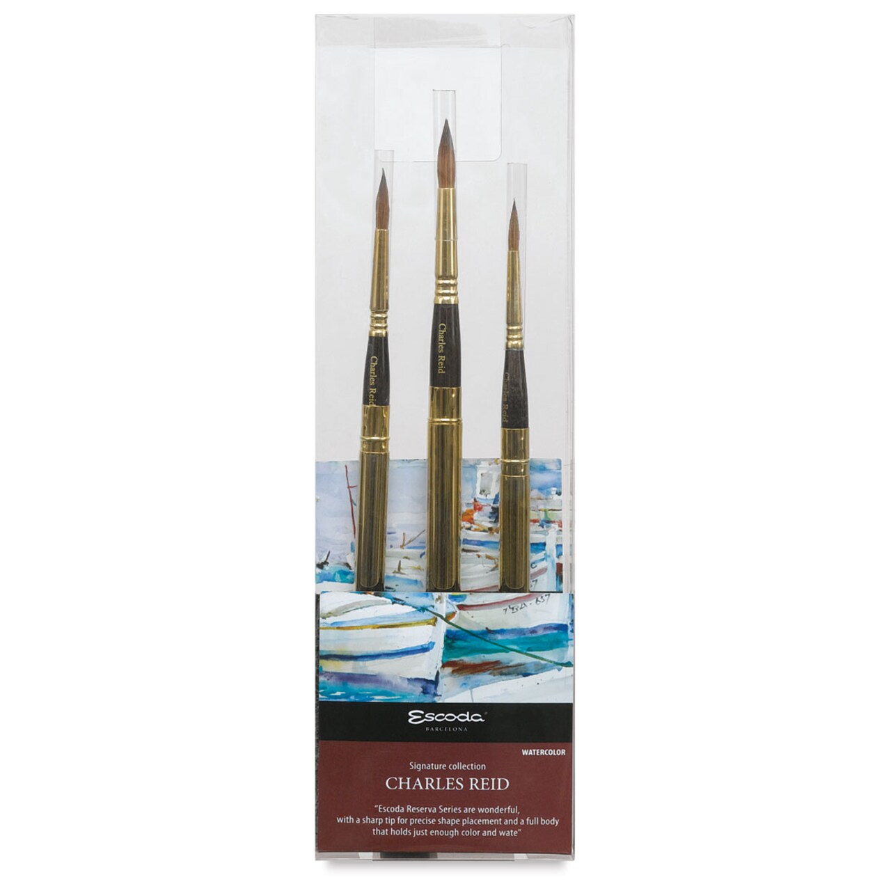 Escoda Reserva Kolinsky-Tajmyr Sable Brush - Charles Reid Signature Brush Set of 3, Pocket Round